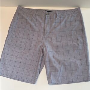Travis Mathew Light Gray Plaid Men's Shorts